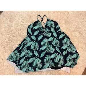 Hanna Nikole 28 Swimsuit Dress Shorts Molded Cups Adjust Straps Asymmetrical Hem